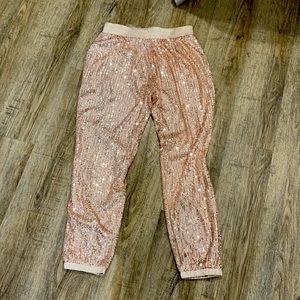 Fate. Sequin rose gold joggers